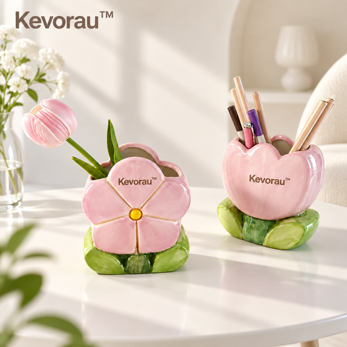 Kevorau™ Camellia Blush Flower Desk Organizer