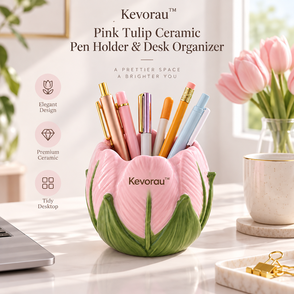 Kevorau™ Rosebud Pink Tulip Pen Cup