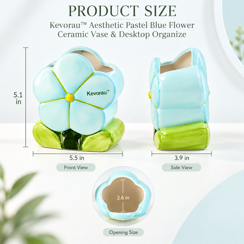 Kevorau™ Aqua Petal Flower Desk Holder