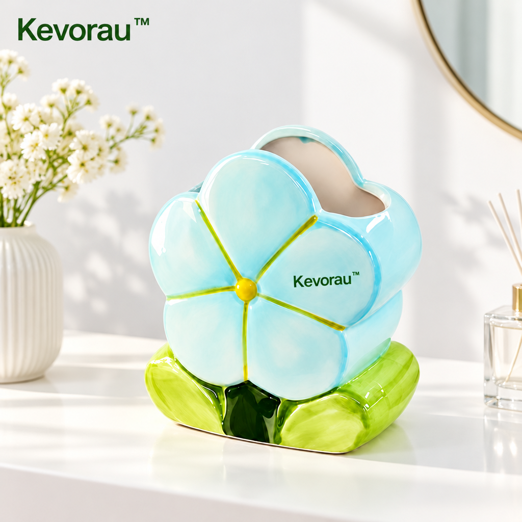 Kevorau™ Aqua Petal Flower Desk Holder
