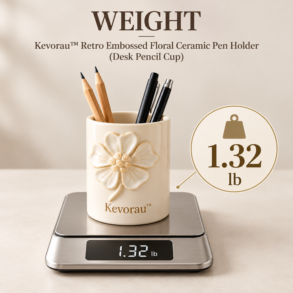 Kevorau™ Ivory Rose Relief Pen Organizer