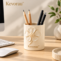 Kevorau™ Ivory Rose Relief Pen Organizer