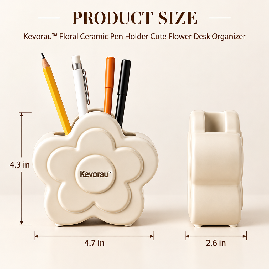 Kevorau™ Ivory Bloom Sculptural Desk Holder