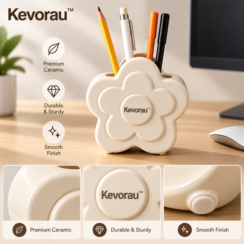 Kevorau™ Ivory Bloom Sculptural Desk Holder