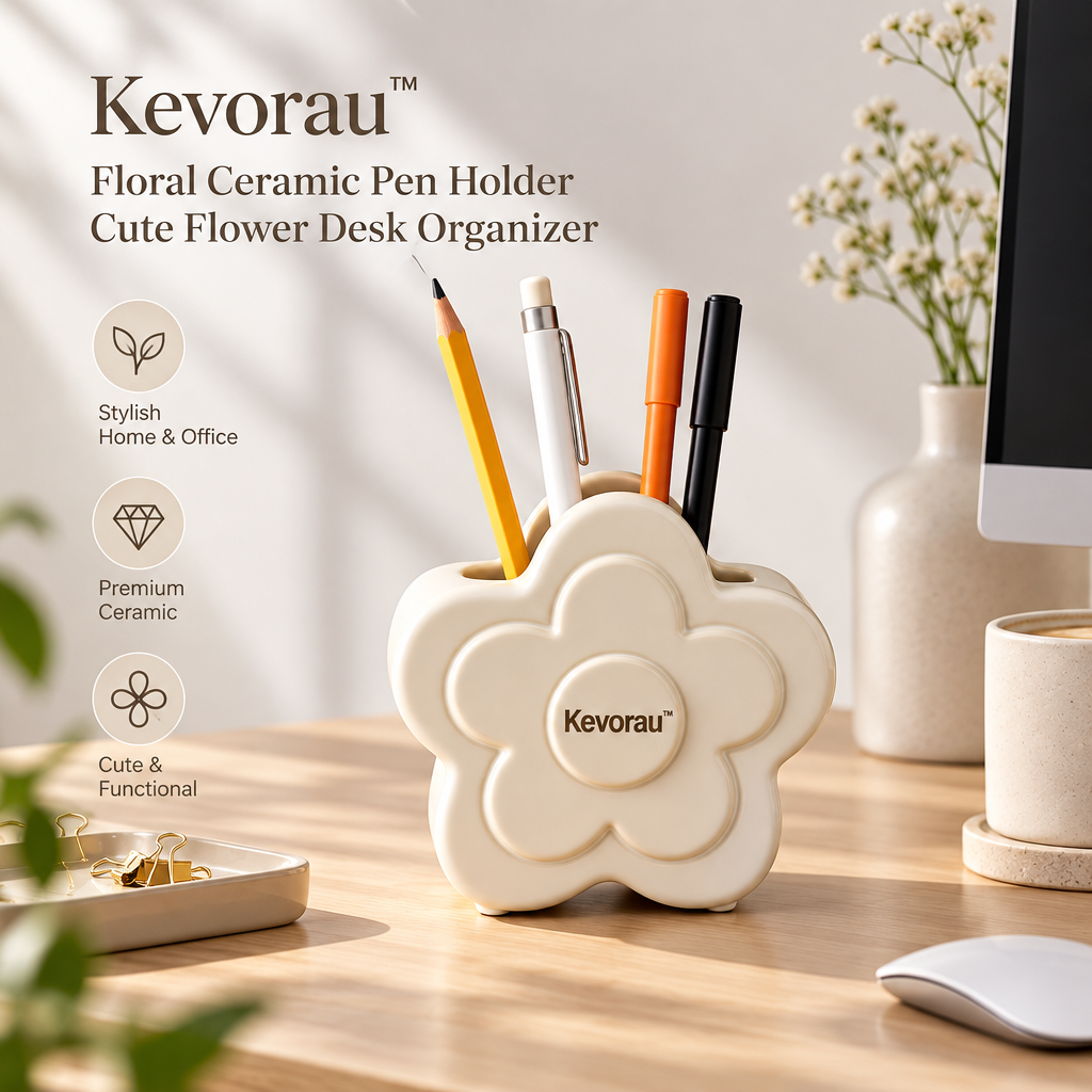 Kevorau™ Ivory Bloom Sculptural Desk Holder