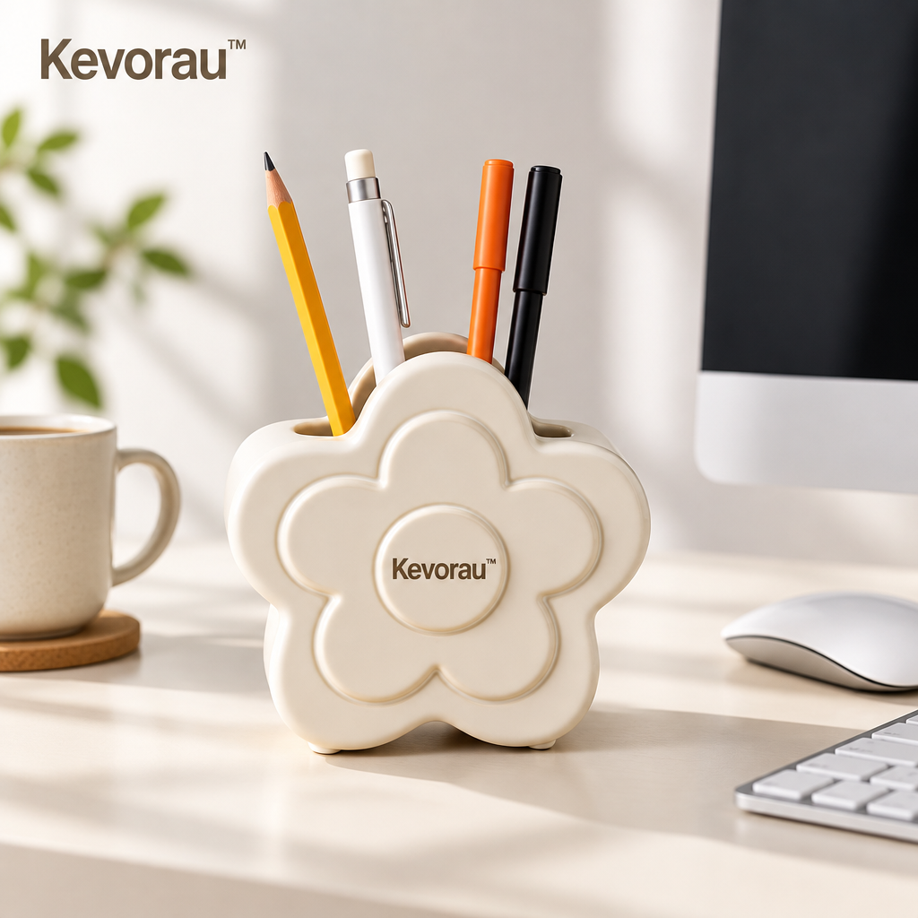 Kevorau™ Ivory Bloom Sculptural Desk Holder