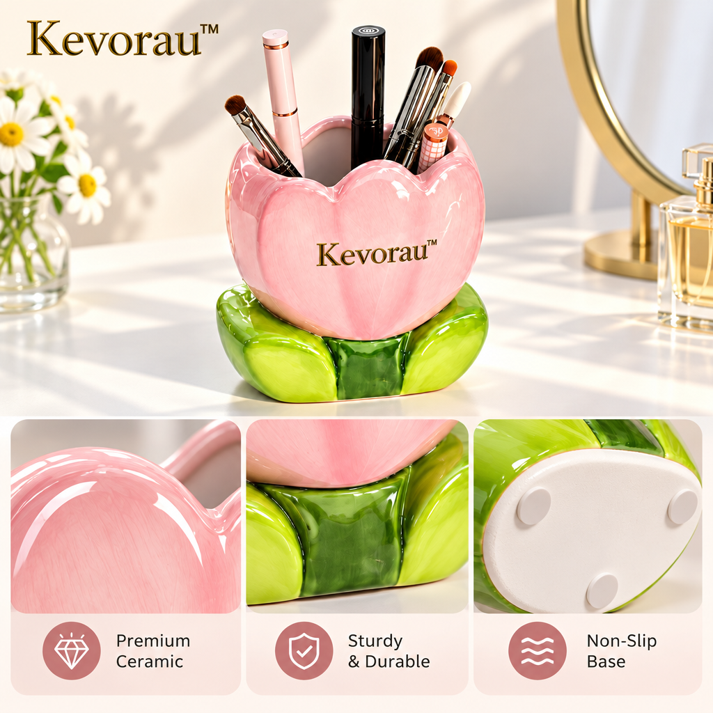 Kevorau™ Blush Tulip Desktop Storage Cup