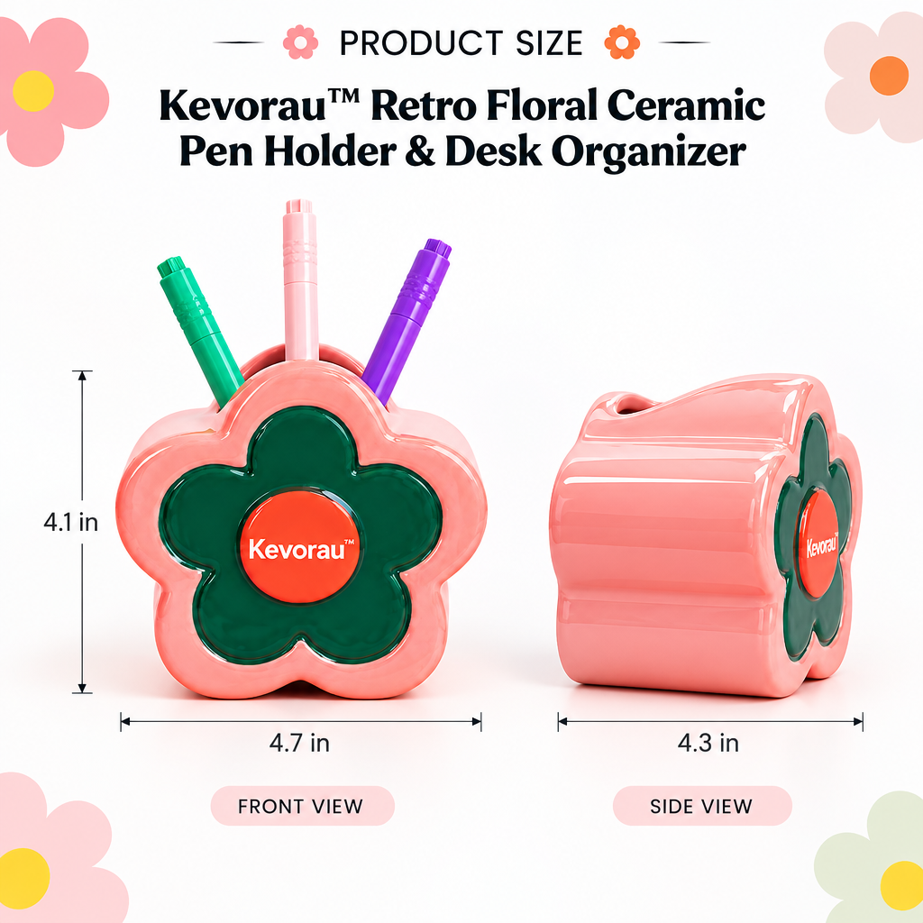Kevorau™ Retro Coral Flower Pen Holder