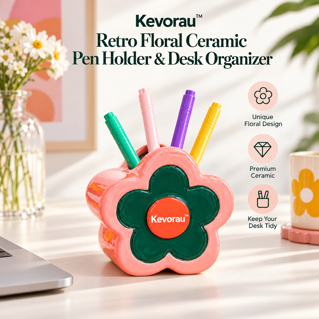 Kevorau™ Retro Coral Flower Pen Holder