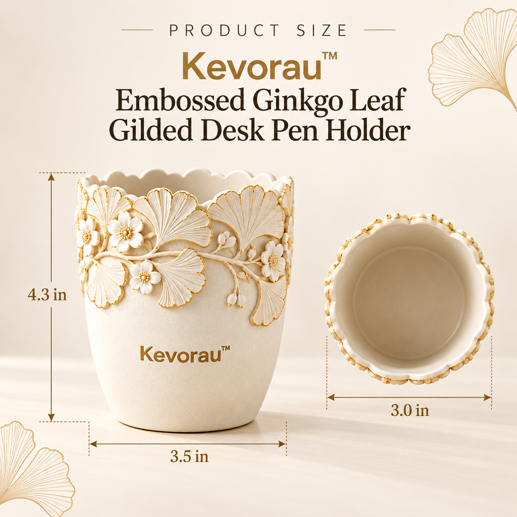 Kevorau™ Ivory Gilded Leaf Desk Cup