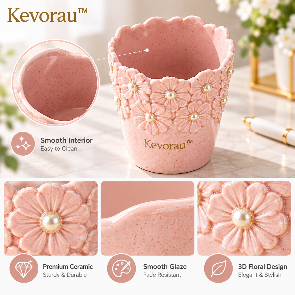 Kevorau™ Blush Petal Relief Pen Cup
