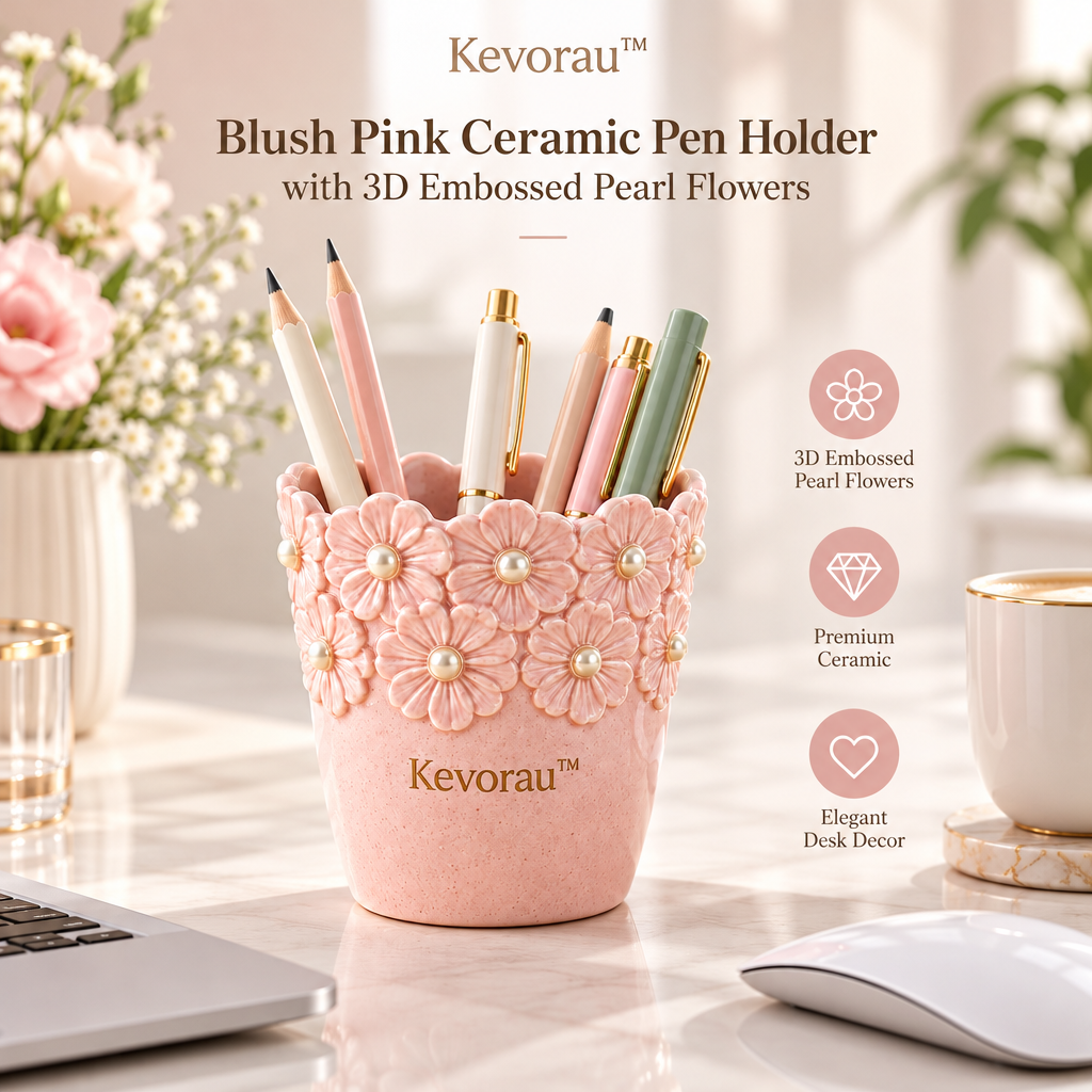 Kevorau™ Blush Petal Relief Pen Cup