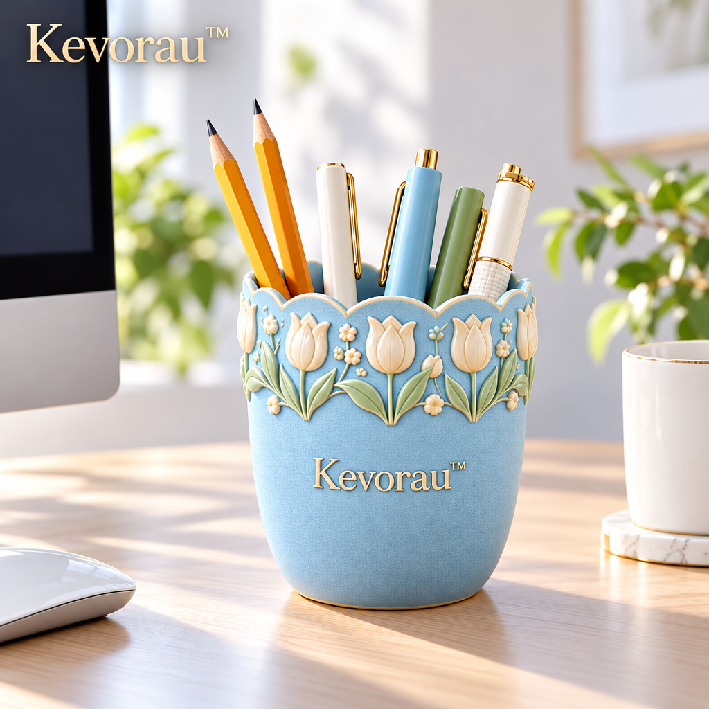 Kevorau™ Sky Blue Tulip Relief Organizer Cup