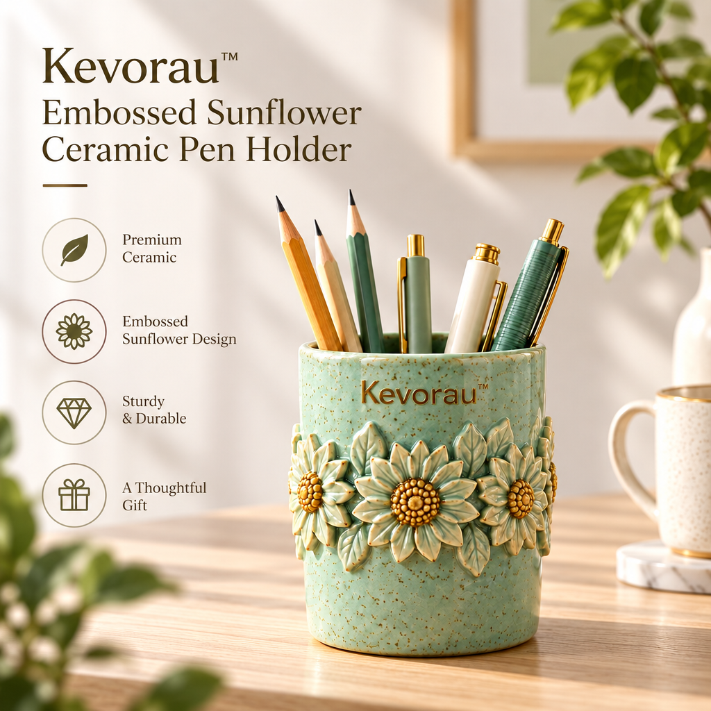 Kevorau™ Sage Sunflower Relief Desk Cup